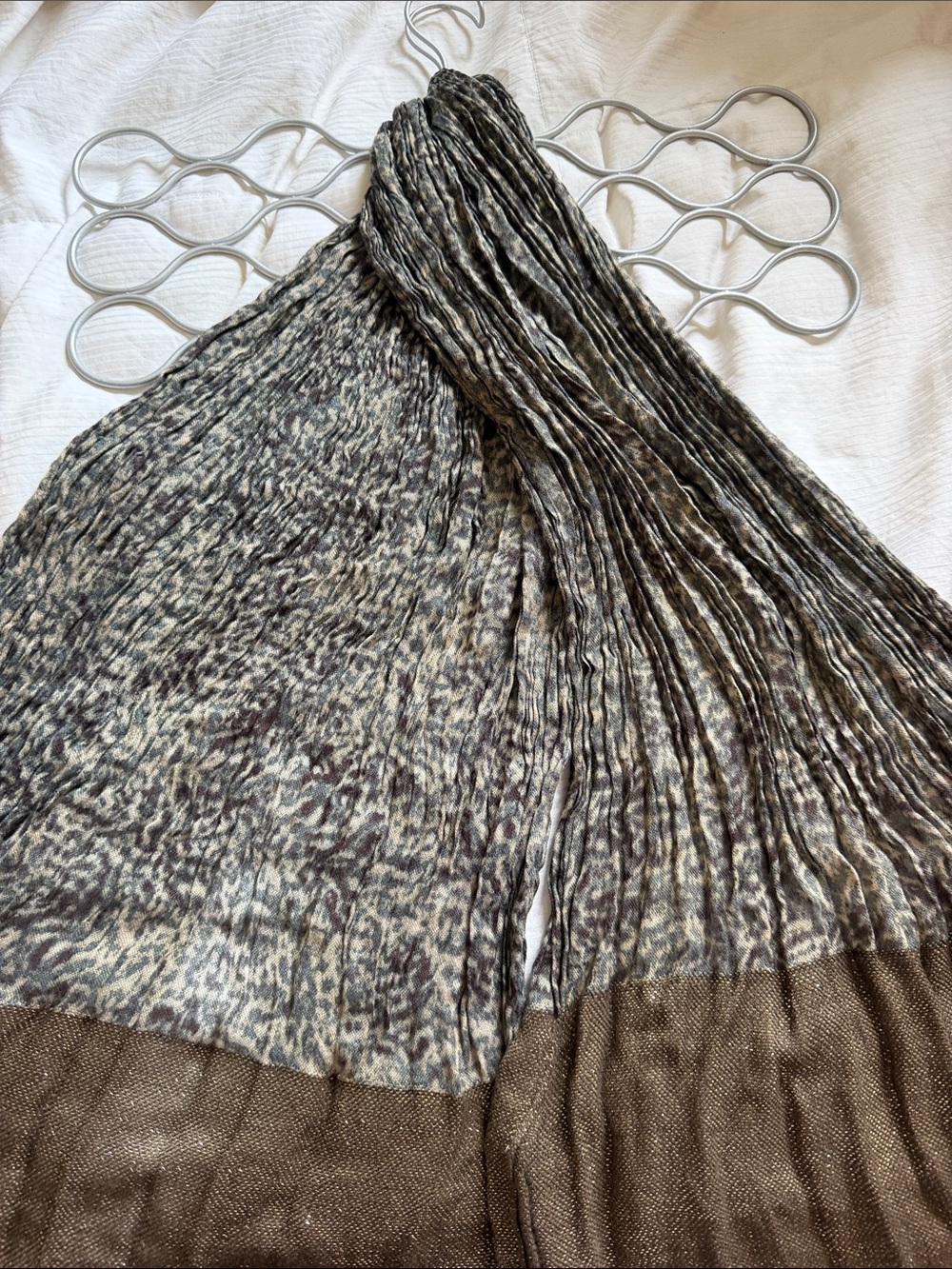 Brown & Gray Patterned Women's Scarf